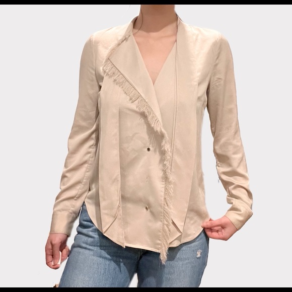 ANN TAYLOR BLOUSE WITH FRONT RIBBON AND TASSEL - Picture 1 of 5